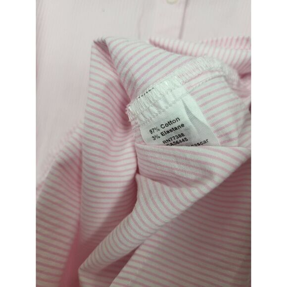 J. Crew Button Front Blouse 10 Womens Pink White Striped Long Flounce Sleeve Top - Picture 4 of 5